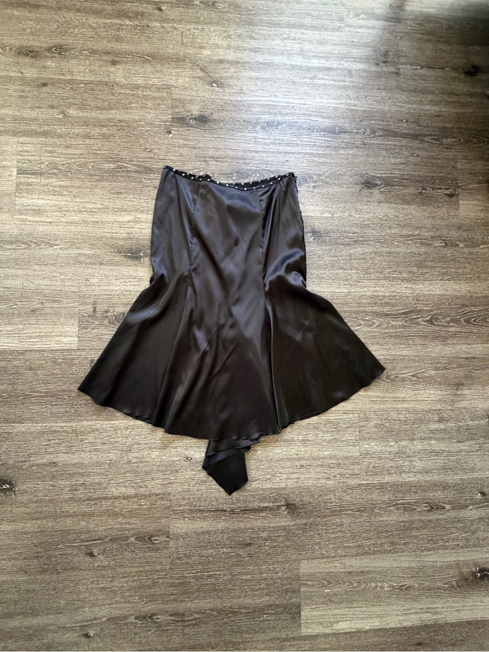 Lip Service Black Satin Asymmetrical Hem Skirt